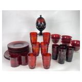 Vintage Ruby Red Glasses, Plates & More