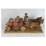 Vintage Hand Carved Wagon with Horses