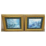 Gilt Framed Textured Prints on Canvas Board