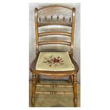 Wood Chair with Needlepoint Seat
