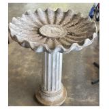 2.5 FT Concrete Bird Bath w/ Scalloped Edge Top