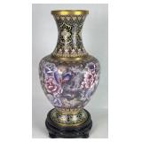 1.5 FT  Vintage Chinese Cloisonne Vase w/ Stand