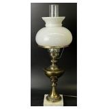 Vintage Brass Hurricane Lamp on Marble Base