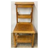 Antique Wooden Library Steps Chair