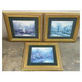 Gilt Framed Textured Prints on Canvas Board
