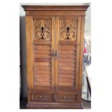 Carved Wood Freestanding Wardrobe