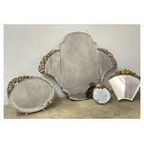 Antique Carved Wood Framed Beveled Mirrors