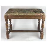 Vintage Wooden Stool w/ Upholstered Seat