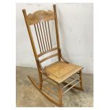 Vintage Wooden Rocker with Cane Seat