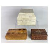 Vintage Hand Carved Sheesham Hinged Jewelry Box &