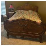 Carved Wood Full Size Bed Frame