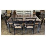 Dining Table with Upholstered Ladder Back Chairs