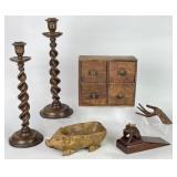 Assortment of Vintage Wooden Collectibles
