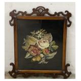 Vintage Framed Floral Needlepoint  Art