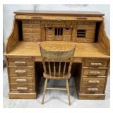 Winners Only Oak Roll Top Desk & Chair