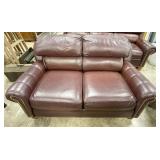 Leather Loveseat W/ Nail Head Trim