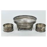 Sterling Silver Pierced Footed Basket & Napkin