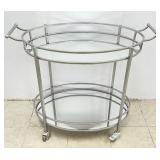 Two Tiered Mirrored Serving Cart on Casters