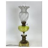 Glass and Bronze Cherub Lamp
