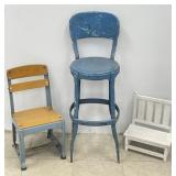 Vintage Metal Shop Stool, Child