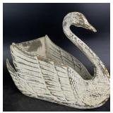 French Farmhouse Style Painted Metal Swan