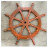 Vintage Painted Wooden Ships Wheel