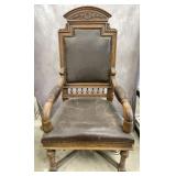 Antique Victorian High Back Throne Chair