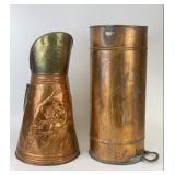 Vintage European Copper Coal Scuttle & More