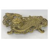 Antique Baroque Brass Inkwell