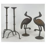 Cut Metal & Wrought Iron Flamingos & Candle Sticks