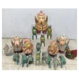 Hand Carved & Painted Wooden Folk Art Figurines