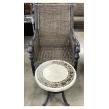 Cast Aluminum & Resin Wicker Outdoor Chair & Table
