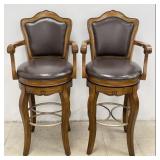 Wood & Upholstery Swivel Bar Stools