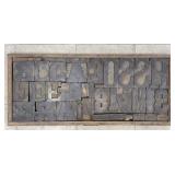 Antique Hand Carved Wood Printer Blocks in Tray