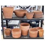 Terra Cotta Plant Pots & Metal Shelf
