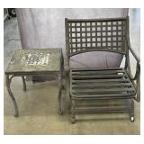 Cast Aluminum Patio Rocking Chair & Table