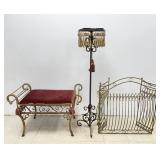 Vintage Hollywood Regency Bench, Fireplace Screen