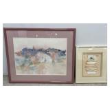 Abstract Landscape Watercolor on Paper - Signed &