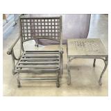 Cast Aluminum Patio Rocking Chair & Table