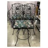 Wrought Iron Barstools w/ Pool Theme Upholstery