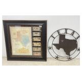 Framed Alamo Map w/ Replica Texas Currency & Sign