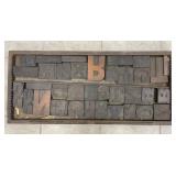 Vintage Printers Tray and Woodblock Letters