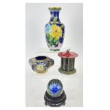 Europa 7 Jewels Clock, Cloisonne Vase & More