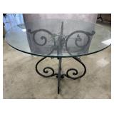 Wrought Iron Patio Table w/ Glass Top