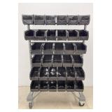 5 FT Akro-Mils Rolling Bin Cart w/ Bins