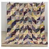 Vintage Log Cabin Patchwork Quilt