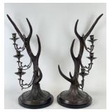 Antique Antler Style 3 Candle Candelabras