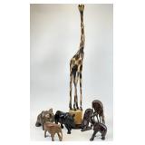 Selection of Hand Carved Wooden Animal Figurines