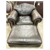 Drexel Heritage Leather Club Chair & Ottoman