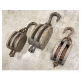 Vintage Wood & Iron Block & Tackles